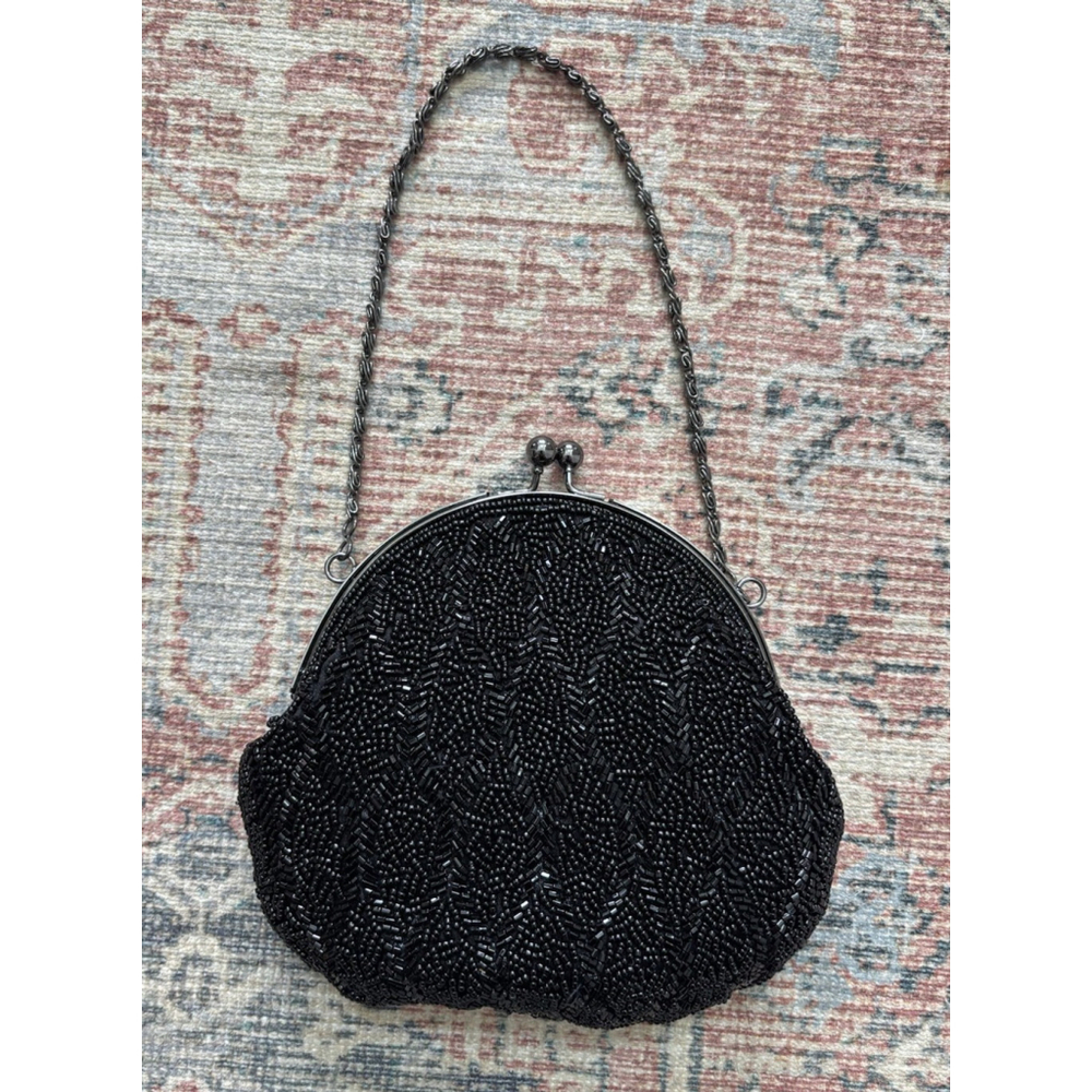 Beautiful Vintage Menbur Classic Handbag Black embroided